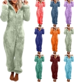 Women Fleece Onesies Zip Up One Piece