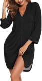 50% OFF  Womens 3/4 Long Sleeve Nightdress V-Neck Button Down Nighties Loose Casual Soft Lightweight Nightshirts Lounge Nightwear