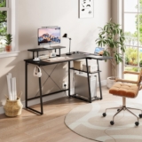50% OFF L Shaped Computer Desk with 2-Tier Storage Shelves