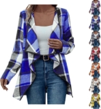 50% OFF Cocila Long Sleeve Cardigans for Women uk Plaid Casual Open Front Work Blouses