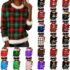 Women’s Fleece Christmas Hoodies UK Funny Graphic Santa Claus Sweatshirts Snowman Sweater Snowflakes Jumper Plaid Hooded Pullover Plush Sweatshirt Oversized Hoodie Patchwork Tops with Pockets