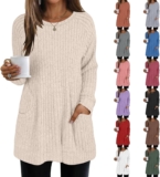 50% OFF Longline Jumpers for Women UK Plus Size Long Sleeves Womens Chunky Knit Jumpers