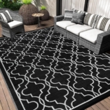 50% Off Cekene Large Outdoor Rug Waterproof Black