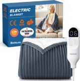 Bedsure Heated Blanket Electric Throw – Flannel Electric Blanket, Heating with 10 Time Settings, 6 Heat Settings